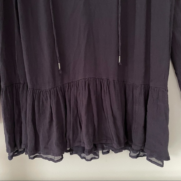 Free People Navy Blue Lace Detail Boho Blouse| Size Medium - Picture 8 of 16